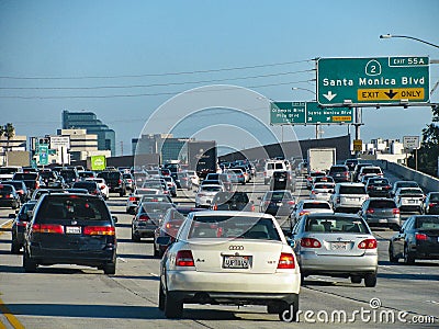 Commuter traffic on I-405, one of Southern Californiaâ€™s busiest freeways Editorial Stock Photo